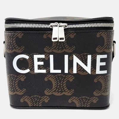 Pre-owned Celine Black Brown Canvas And Leather Triumph Mini Box Bag
