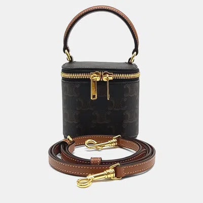 Pre-owned Celine Black Brown Canvas And Leather Triumph Mini Vanity Case