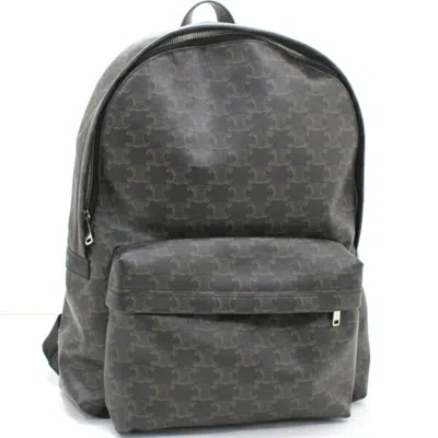 Pre-owned Celine Black Brown Canvas Leather Backpack ()