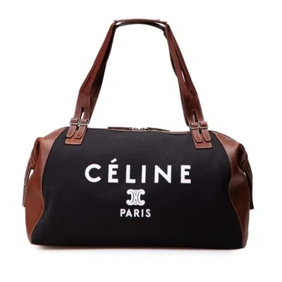 Pre-owned Celine Black Brown Canvas Leather Tote Bag () In Multi