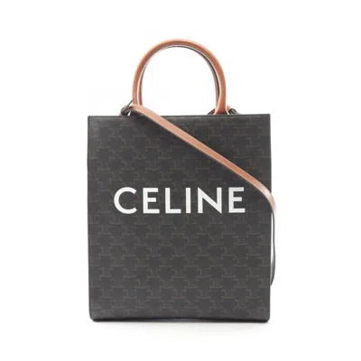 Pre-owned Celine Black Brown Coated Canvas Leather Tote Bag () In Multi