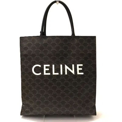 Pre-owned Celine Black Brown Coated Canvas Leather Tote Bag () In Multi