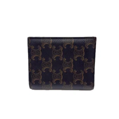 Pre-owned Celine Black Brown Coated Canvas Leather Wallet (bi-fold) () In Multi