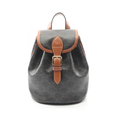 Pre-owned Celine Black Brown Coated Canvas Pvc Leather Backpack () In Multi