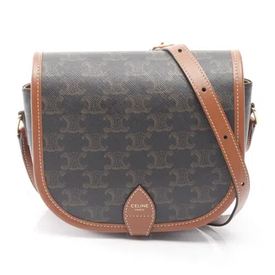 Pre-owned Celine Black Brown Coated Canvas Pvc Leather Shoulder Bag () In Multi