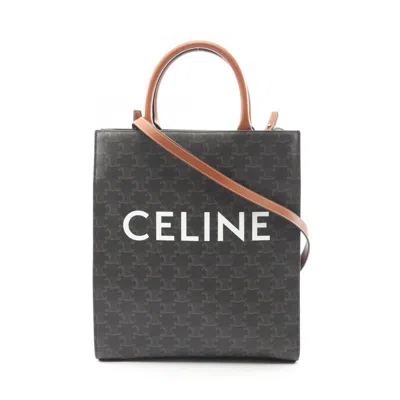 Pre-owned Celine Black Brown Coated Canvas Pvc Leather Tote Bag () In Multi