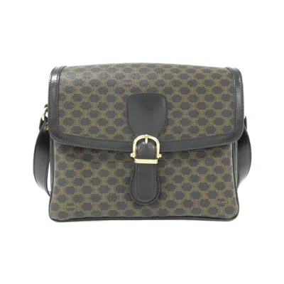 Pre-owned Celine Black Brown Coated Canvas Shoulder Bag ()