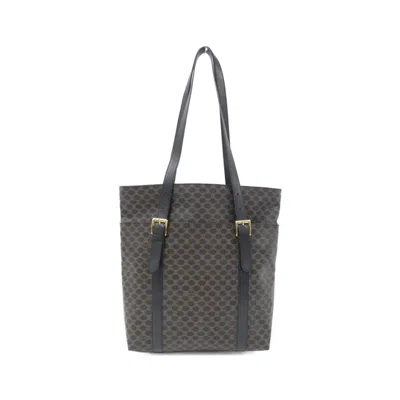 Pre-owned Celine Black Brown Coated Canvas Shoulder Bag () In Black, Brown