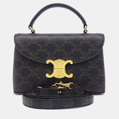 Pre-owned Celine Black Brown Coated Canvas Teen Nino Bag