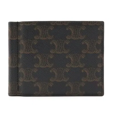 Pre-owned Celine Black Brown Coated Canvas Wallet (bi-fold) () In Black, Brown
