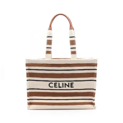 Pre-owned Celine Black Brown Ivory Canvas Tote Bag ()