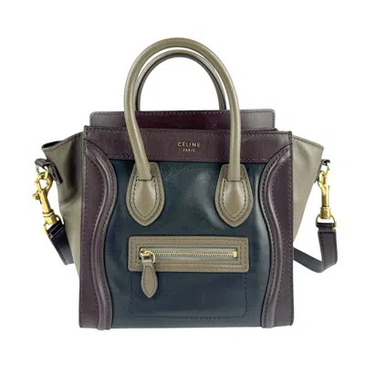 Pre-owned Celine Black Brown Khaki Leather Handbag Shoulder Bag ()