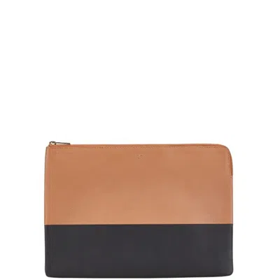 Pre-owned Celine Black Brown Leather Clutch Bag Pouch ()