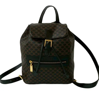 Pre-owned Celine Black Brown Leather Pvc Backpack ()