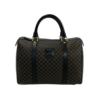 Pre-owned Celine Black Brown Leather Pvc Boston Bag Handbag ()