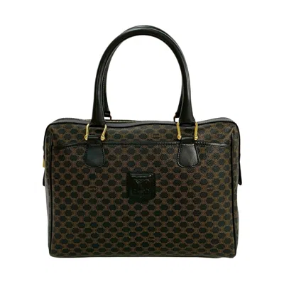 Pre-owned Celine Black Brown Leather Pvc Boston Bag Handbag ()