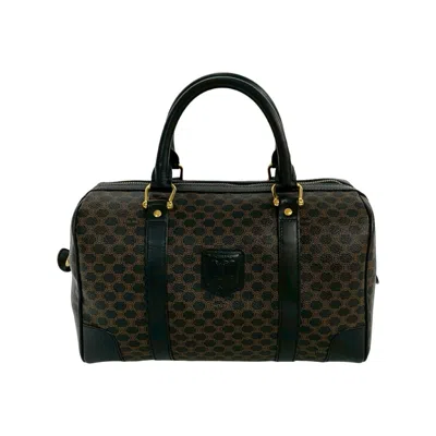 Pre-owned Celine Black Brown Leather Pvc Boston Bag Handbag ()