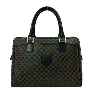 Pre-owned Celine Black Brown Leather Pvc Boston Bag Handbag () In Multi