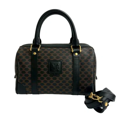 Pre-owned Celine Black Brown Leather Pvc Handbag Shoulder Bag () In Multi