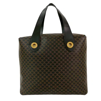 Pre-owned Celine Black Brown Leather Pvc Handbag Tote Bag () In Multi