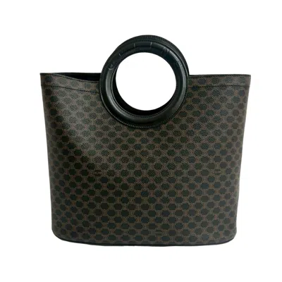Pre-owned Celine Black Brown Leather Pvc Handbag Tote Bag () In Multi