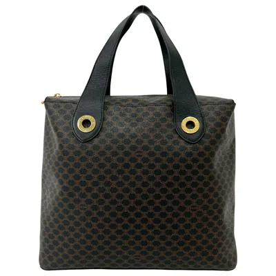 Pre-owned Celine Black Brown Leather Pvc Handbag Tote Bag () In Multi