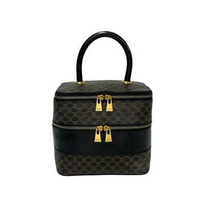 Pre-owned Celine Black Brown Leather Pvc Handbag Vanity Bag ()