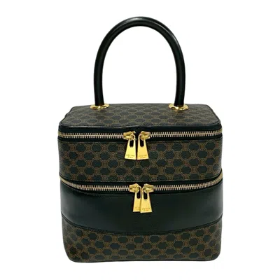 Pre-owned Celine Black Brown Leather Pvc Handbag Vanity Bag ()