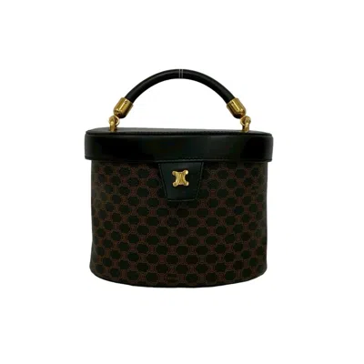 Pre-owned Celine Black Brown Leather Pvc Handbag Vanity Bag () In Multi