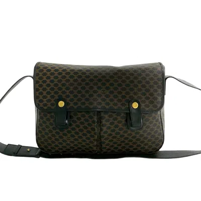 Pre-owned Celine Black Brown Leather Pvc Pochette Shoulder Bag ()