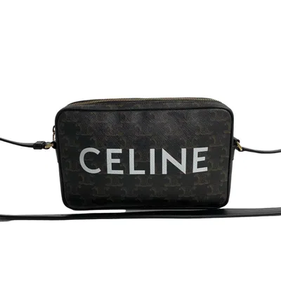 Pre-owned Celine Black Brown Leather Pvc Pochette Shoulder Bag () In Black, Brown