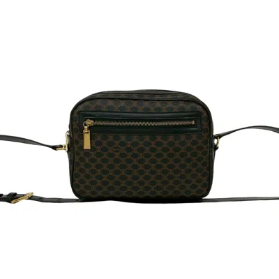 Pre-owned Celine Black Brown Leather Pvc Pochette Shoulder Bag () In Multi