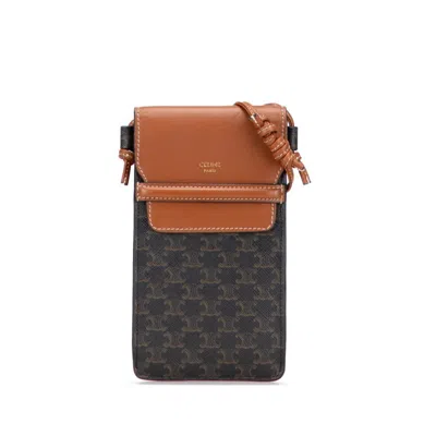 Pre-owned Celine Black Brown Leather Pvc Pouch Shoulder Bag () In Multi