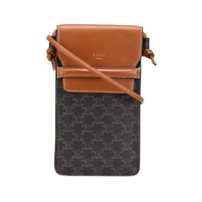 Pre-owned Celine Black Brown Leather Pvc Shoulder Bag () In Multi