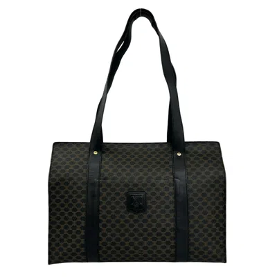 Pre-owned Celine Black Brown Leather Pvc Shoulder Bag Tote Bag () In Black, Brown