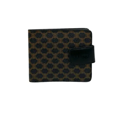 Pre-owned Celine Black Brown Leather Pvc Wallet (bi-fold) () In Multi