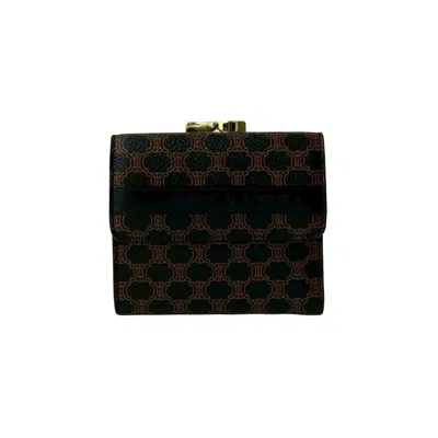 Pre-owned Celine Black Brown Leather Pvc Wallet (tri-fold) () In Multi