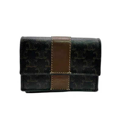 Pre-owned Celine Black Brown Leather Pvc Wallet (tri-fold) () In Multi