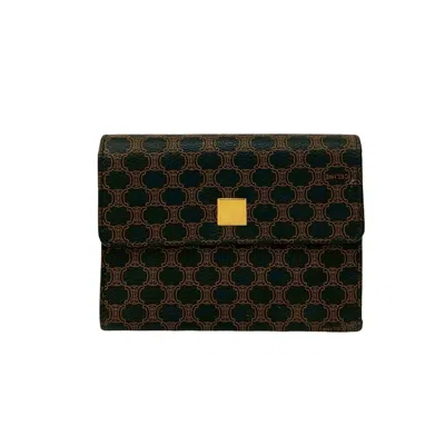 Pre-owned Celine Black Brown Leather Pvc Wallet (tri-fold) () In Multi