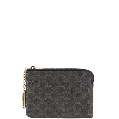 Pre-owned Celine Black Brown Pvc Coin Purse/coin Case () In Multi