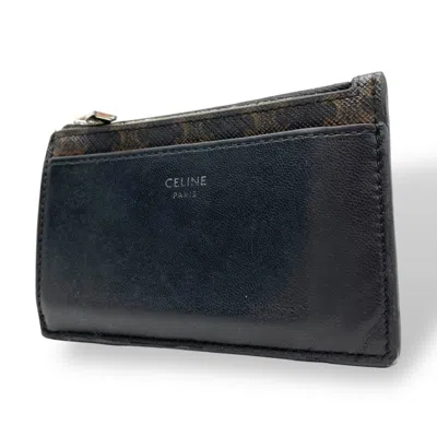 Pre-owned Celine Black Brown Pvc Leather Coin Purse/coin Case ()