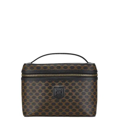 Pre-owned Celine Black Brown Pvc Leather Handbag Vanity Bag ()