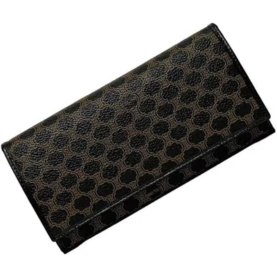 Pre-owned Celine Black Brown Pvc Leather Long Wallet (bi-fold) () In Black, Brown