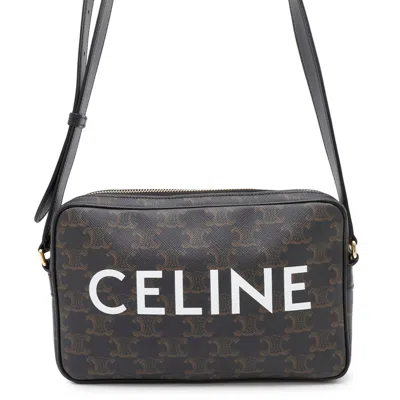 Pre-owned Celine Black Brown Pvc Leather Messenger Bag Shoulder Bag ()