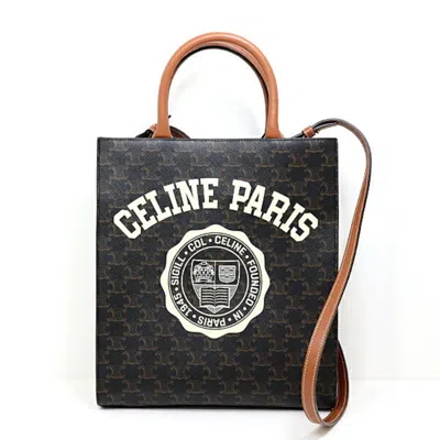Pre-owned Celine Black Brown Pvc Leather Shoulder Bag Tote Bag () In Black, Brown