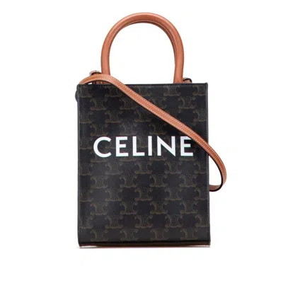 Pre-owned Celine Black Brown Pvc Leather Shoulder Bag Tote Bag () In Multi