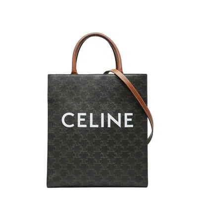Pre-owned Celine Black Brown Pvc Leather Shoulder Bag Tote Bag () In Multi