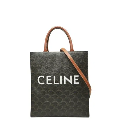Pre-owned Celine Black Brown Pvc Leather Shoulder Bag Tote Bag () In Multi