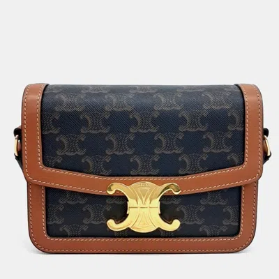 Pre-owned Celine Black Brown Pvc Triumph Bag Tin