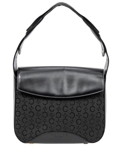 Pre-owned Celine Black C Macadam Canvas Square Flap Hobo (authentic Pre-loved)